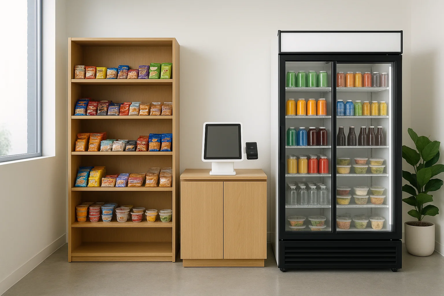 Hybrid Markets install in a bright modern corporate breakroom